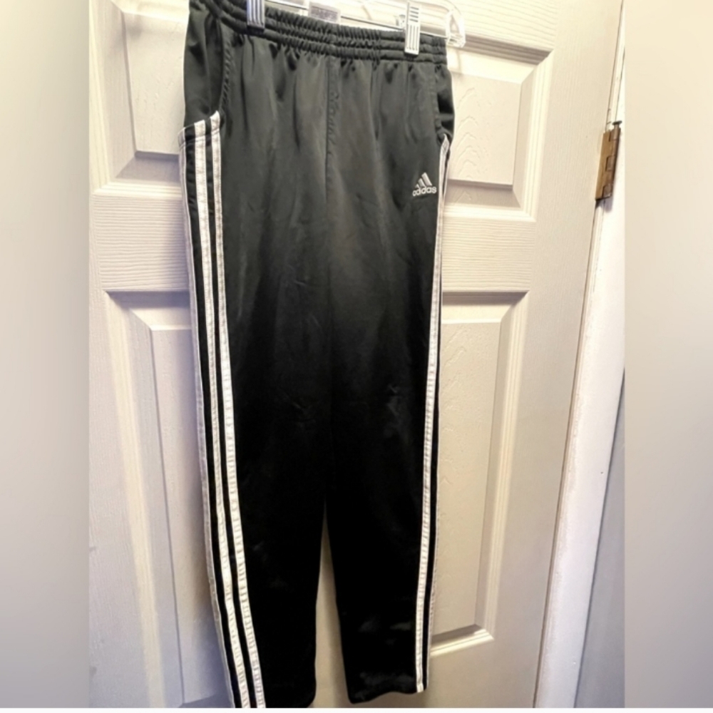 Adidas Black and White Boys size 14 Track Joggers Pants